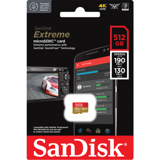 Sandisk Extreme 512GB MicroSDXC 190MB/s Memory Card