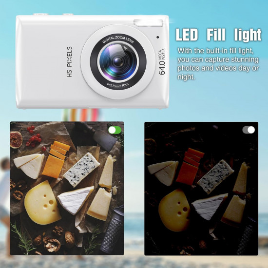 Digital Camera 64MP Video Camera with 18x Digital Zoom Auto-Focus 2.8" IPS Screen (White) Digital Camera 64MP Video Camera with 18x Digital Zoom Auto-Focus 2.8" IPS Screen (White)