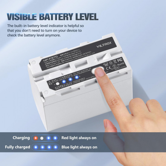VILTROX NP-F970 Battery 6600mah with USB-C Charging Port