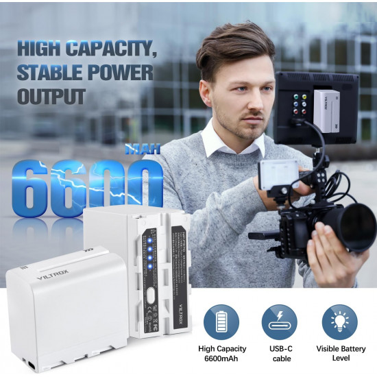 VILTROX NP-F970 Battery 6600mah with USB-C Charging Port