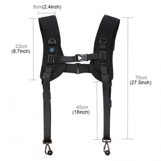PULUZ Quick Release Double Shoulder Harness Soft Pad Decompression Foam Strap Belt