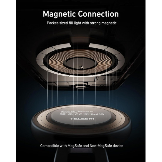 TELESIN C03 Magnetic Selfie Ring Light