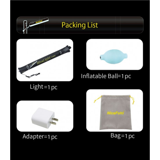 NiceFoto AT-200AU 20W Portable Air Tube Bi-Color LED Light NiceFoto AT-200AU 20W Portable Air Tube Bi-Color LED Light