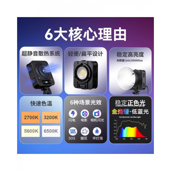 NiceFoto QY-2000A 200W Bi-Color Portable LED Video Light