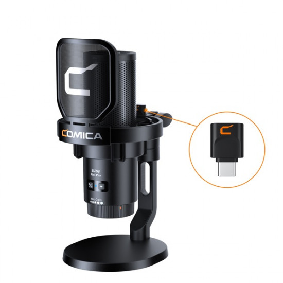 COMICA Audio EJoy Uni Pro D RGB Cardioid Condenser Wireless/USB-C Microphone with Desktop Stand