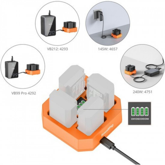 SmallRig 4-Channel Camera Battery Charger for Sony NP-FZ100
