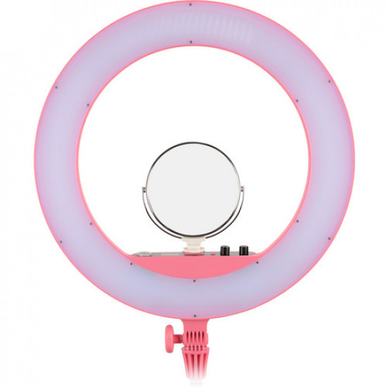 Godox LR160 Pink Led Ring Light with Make Up Mirror Bi-color 3300-8000K 18W Video Selfie Makeup Fill Lighting Live Shooting