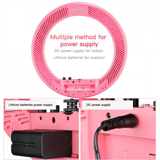 Godox LR160 Pink Led Ring Light with Make Up Mirror Bi-color 3300-8000K 18W Video Selfie Makeup Fill Lighting Live Shooting