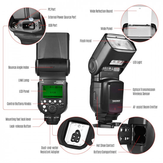 YONGNUO YN968C TTL Wireless Camera Flash Speedlite For Canon 650D 100D 1100D Flash Speedlite