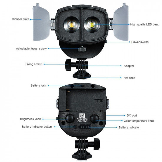 NanGuang CN-20FC LED Photography Light Spotlight Focus LED Video Light for Canon Nikon DSLR / Sony Mirrorless series /Camcorder
