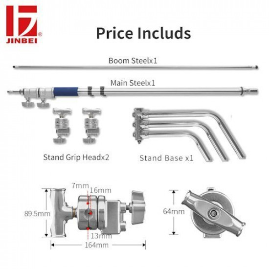 Jinbei CK-1 Heavy Duty Stainless Steel Boom C-Stand