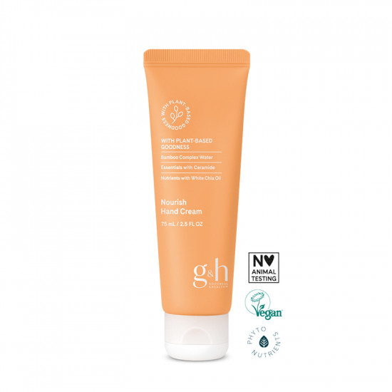 Nourish Hand Cream g&h GOODNESS & HEALTH™ - كريم الايدي بالسيراميد المشتق من زيت الزيتون وزيت الشيا الأبيض من جي اتش 75مل 