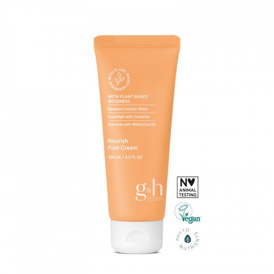 Nourish Foot Cream g&h GOODNESS & HEALTH™ -  كريم الاقدام بالسيراميد المشتق من زيت الزيتون وزيت الشيا الأبيض من جي اتش 100مل 