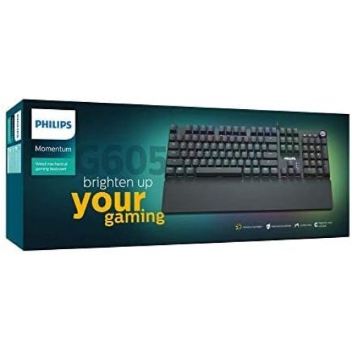 كيبورد مومينتم ميكانيكي سلكي للالعاب من فيليبس، لون اسود كيبورد مومينتم ميكانيكي سلكي للالعاب من فيليبس، لون اسود