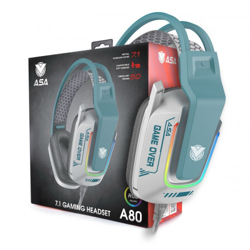 سماعة رأس محيطية باللون الابيض والفسفوري من ASA A80 سماعة رأس محيطية باللون الابيض والفسفوري من ASA A80