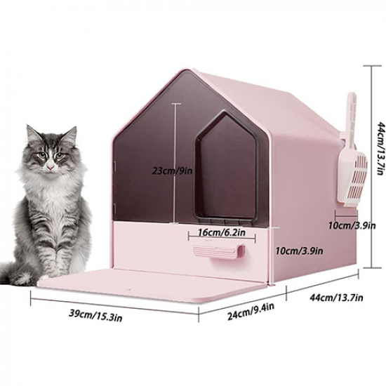 ليتربوكس Nutra cat صندوق فضلات تصميم كوخ مع درج منزلق الوان متعددة