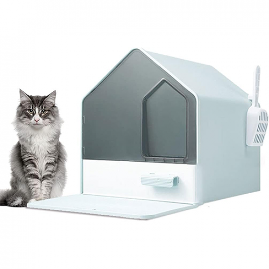 ليتربوكس Nutra cat صندوق فضلات تصميم كوخ مع درج منزلق الوان متعددة
