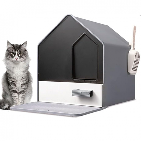 ليتربوكس Nutra cat صندوق فضلات تصميم كوخ مع درج منزلق الوان متعددة