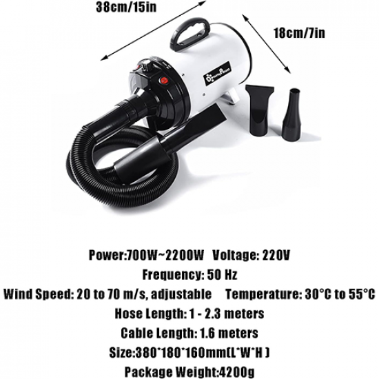 سشوار ( مجفف شعر ) الحيوانات الأليفة بقوة 2800w سشوار ( مجفف شعر ) الحيوانات الأليفة بقوة 2800w