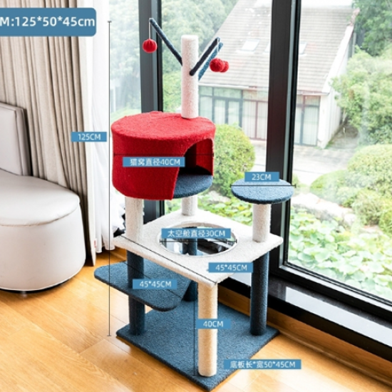 Cat Tree House برج الخدش متعدد الطوابق مع كبسولة فضائية MR12 تصميم ياباني