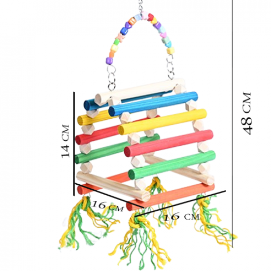 ارجوحة العصافير الخشبية الملونة Bird swing
