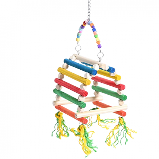 ارجوحة العصافير الخشبية الملونة Bird swing