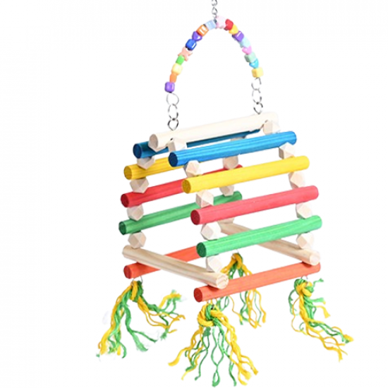 ارجوحة العصافير الخشبية الملونة Bird swing