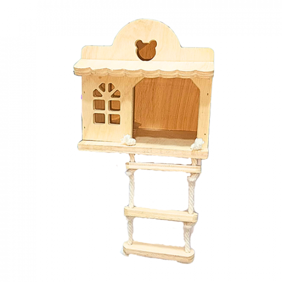 بياضة للطيور على شكل كوخ خشب تايلندي مع سلم HOME 5