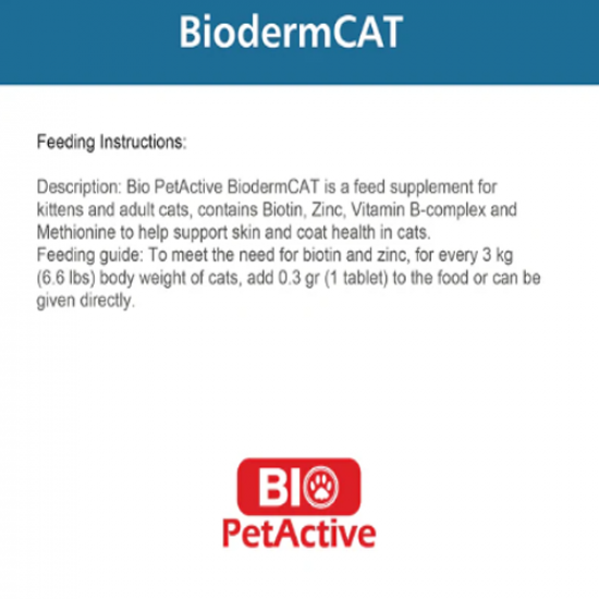 فيتامين البايوتين و الزنك للعناية بالبشرة و الشعر للقطط Biodermcat Biotin and Zinc فيتامين البايوتين و الزنك للعناية بالبشرة و الشعر للقطط Biodermcat Biotin and Zinc