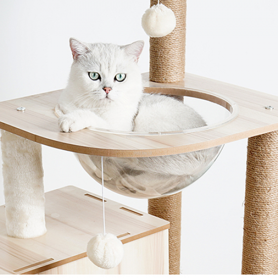 CAT TREE Cozy Cat شجرة الخدش الخشبية ذو الكبسولة الشفافة 2119