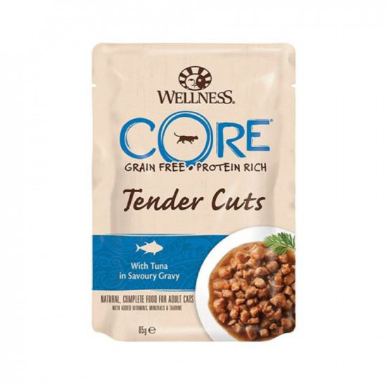 مغلفات ويلنس كور WELLNESS CORE طعام طري للقطط  85 جم بقطع التونة الطرية في مرق