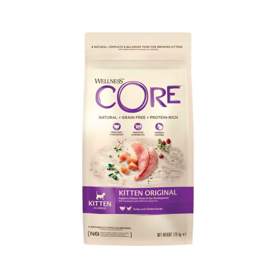 دراي فود ويلنس كور WELLNESS CORE للقطط الصغيرة KITTEN بالدجاج و الديك الرومي دراي فود ويلنس كور WELLNESS CORE للقطط الصغيرة KITTEN بالدجاج و الديك الرومي