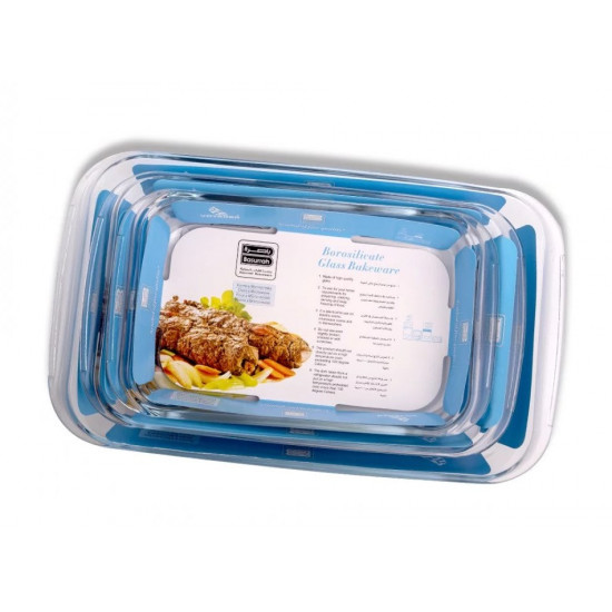 طقم صواني فرن زجاجية مستطيلة الشكل- 3 قطع طقم صواني فرن زجاجية مستطيلة الشكل- 3 قطع