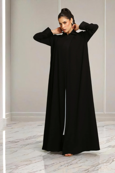 عباية كريب ناعم أسود 082