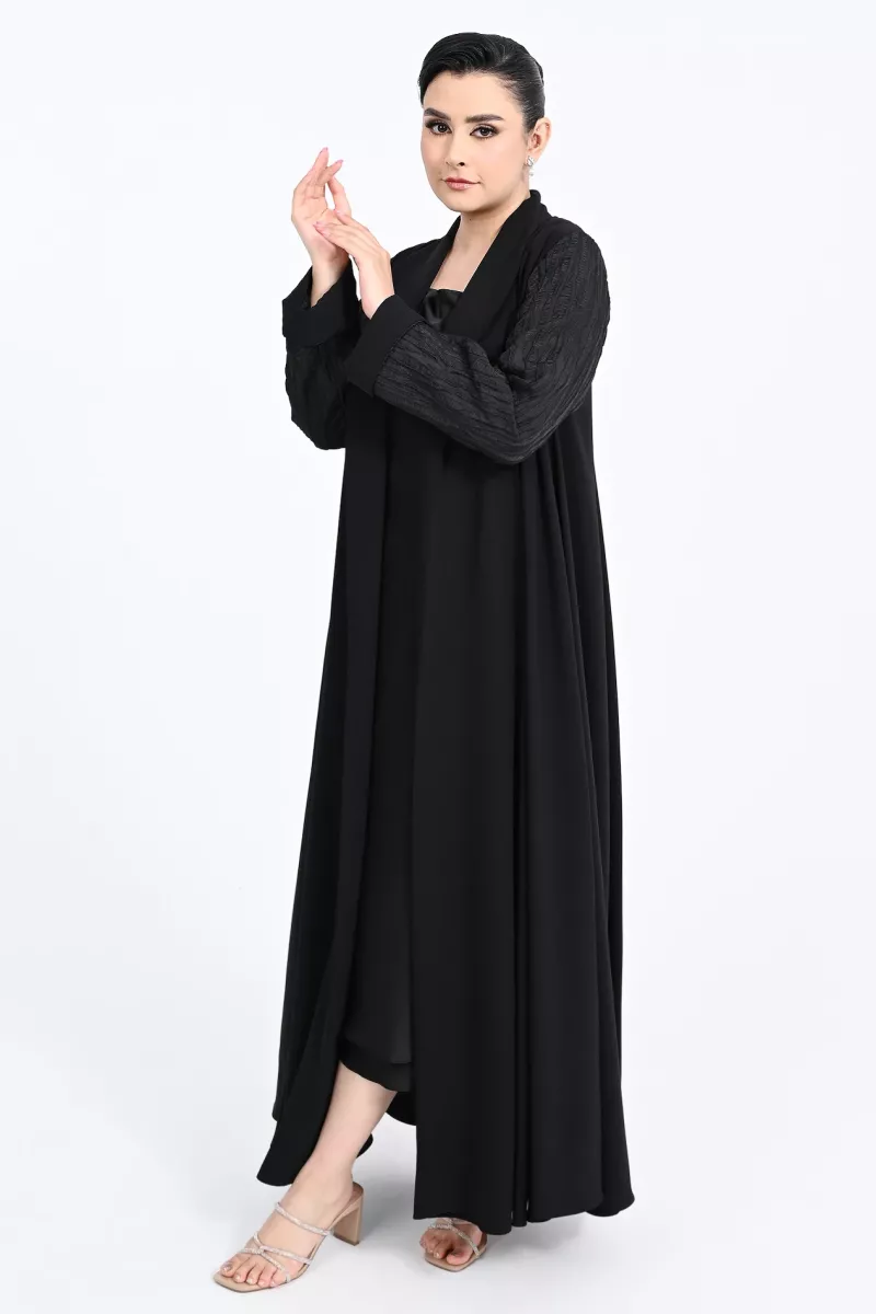 عباية كريب مع جاكار أسود 01020