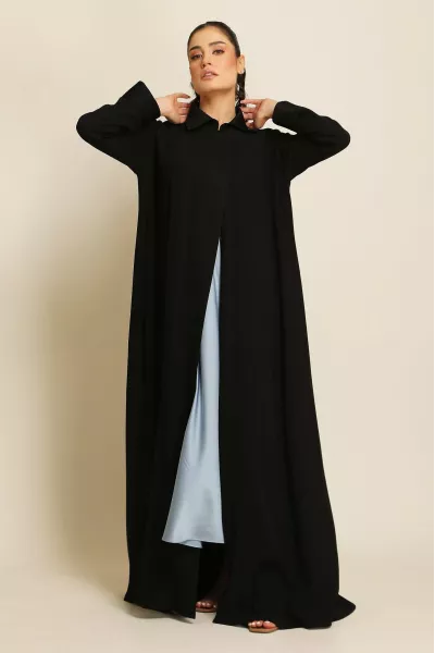 عباية كريب ناعم أسود 082