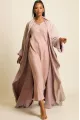 عباية دبل فيس بلون زهري مطفي 076