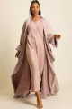 عباية دبل فيس بلون زهري مطفي 076