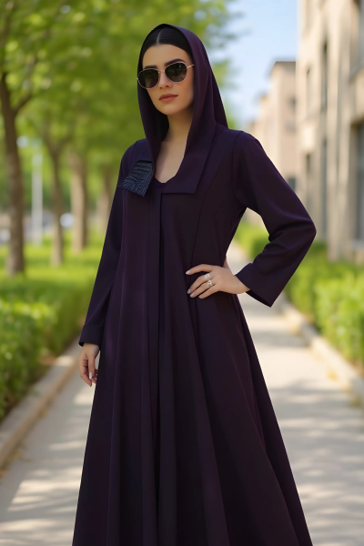 عباية كريب بنفسجي غامق فاخر 013