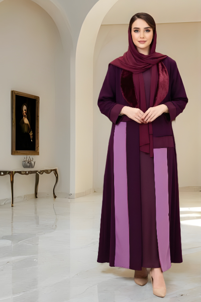 عباية كريب مع مخمل 01034