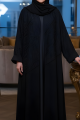 عباية كريب أسود مع جاكار 01019