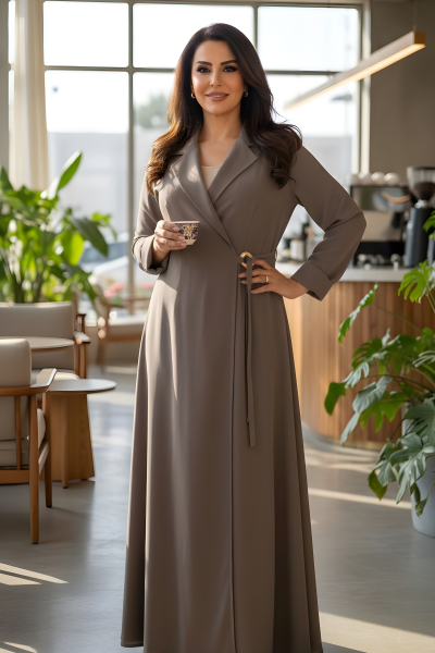 عباية كريب لون موكا لايت 01066
