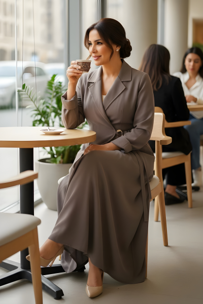 عباية كريب لون موكا لايت 01066