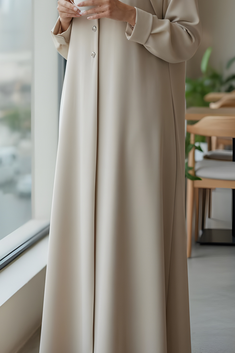 عباية كريب لون كريمي 01069