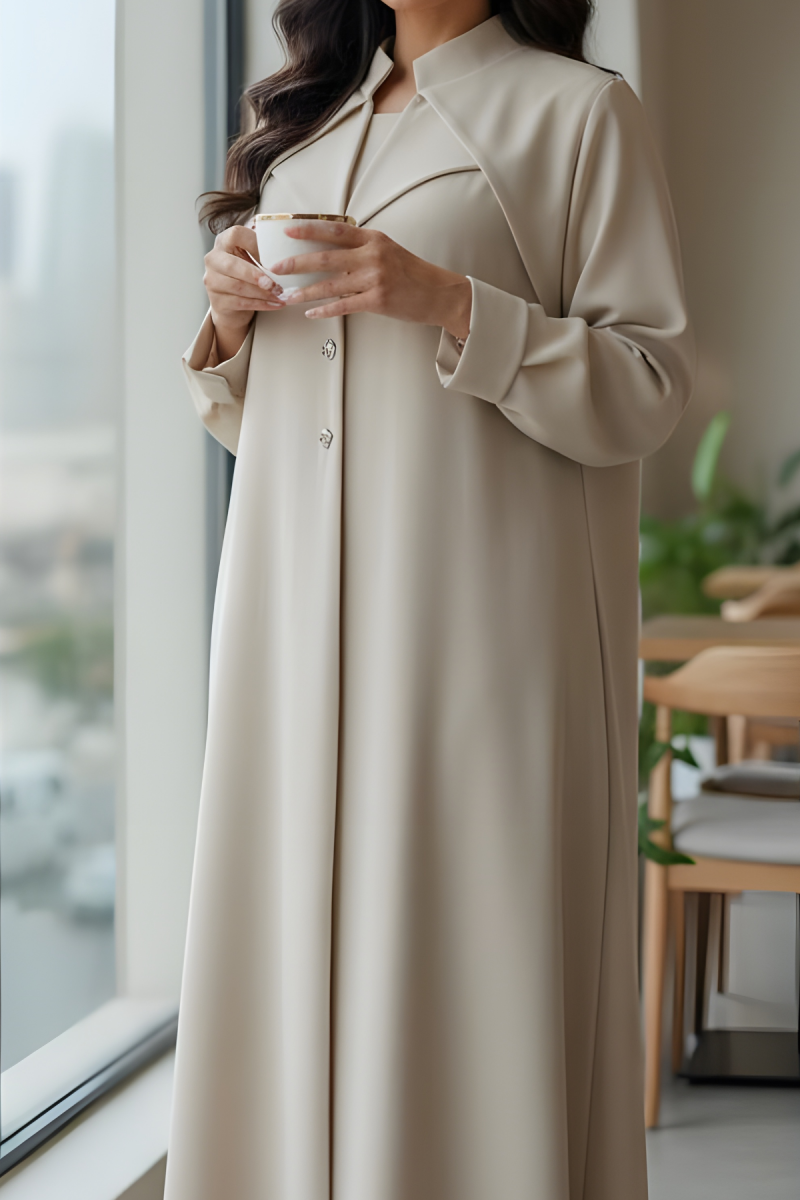 عباية كريب لون كريمي 01069