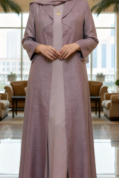 عباية لينين صناعي ناعم لون موڤ 01087