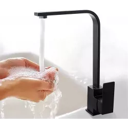 خلاط مجلى مطبخ اسود مطفي تصميم مودرن مربع