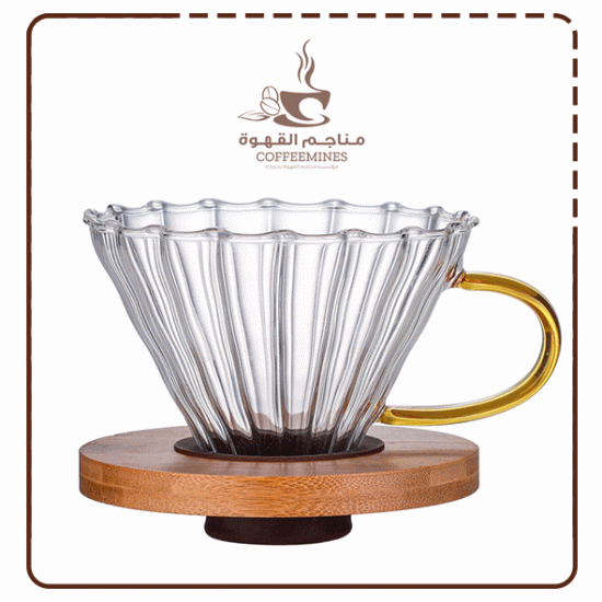 قمع تقطير V60 زجاج بلمسة خشبية فاخر - MG007 - مقاس 02 | V60 Dripper قمع تقطير V60 زجاج بلمسة خشبية فاخر - MG007 - مقاس 02 | V60 Dripper