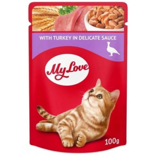 ماي لوف ظرف رطب بالديك الرومي للقطط 100 جرام