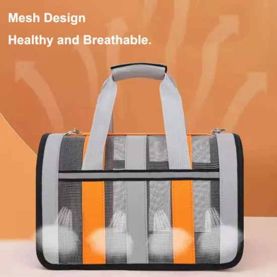 حقيبة للقطط للتنقل كبير برتقالي ورصاصي